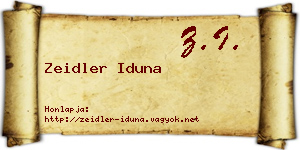 Zeidler Iduna névjegykártya